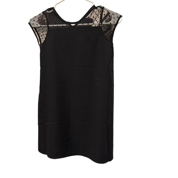 Kidpik Girls Black Rainbow Fringe Mesh Dress S 7/8 Cap Sleeves Polka Dot Details - Picture 4 of 5